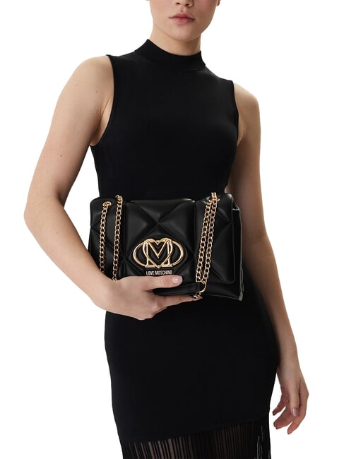 EMBOSSED Bolso de hombro convertible negro - Bolsos Mujer