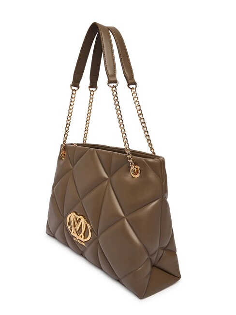 EMBOSSED Bolso de hombro con asas de cadena lodo - Bolsos Mujer