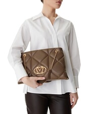 LOVE MOSCHINO EMBOSSED Bolso de hombro con asas de cadena lodo - Bolsos Mujer - 5