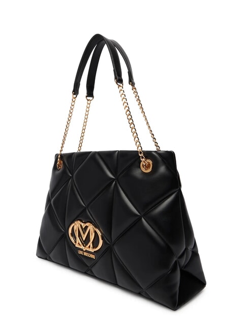 EMBOSSED Bolso de hombro con asas de cadena negro - Bolsos Mujer