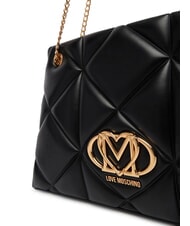 LOVE MOSCHINO EMBOSSED Bolso de hombro con asas de cadena negro - Bolsos Mujer - 3