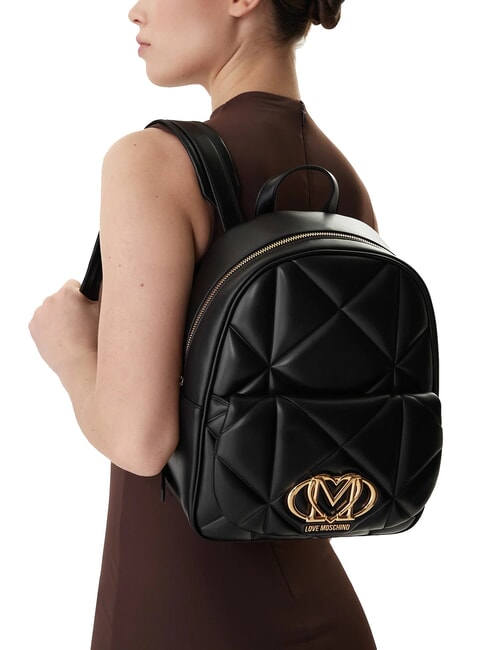 EMBOSSED Mochila con bolsillo negro - Bolsos Mujer