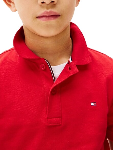 TH KIDS Polo de algod&oacute;n de manga corta rojo primario - Camiseta ni&ntilde;o