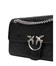 PINKO LOVE ONE LIGHT Mini bolso de piel acolchada Limusina negra - plata mate - Bolsos Mujer - 3
