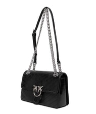 PINKO LOVE ONE LIGHT Mini bolso de piel acolchada Limusina negra - plata mate - Bolsos Mujer - 4