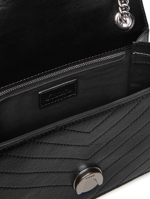 LOVE ONE LIGHT Mini bolso de piel acolchada Limusina negra - plata mate - Bolsos Mujer