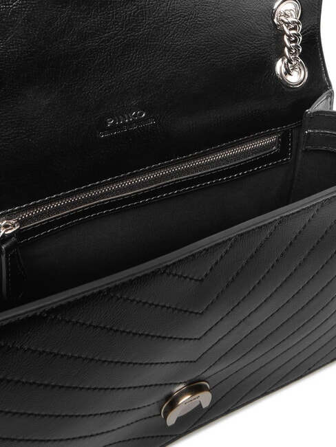 LOVE ONE LIGHT Bolso mediano de piel acolchada Limusina negra - plata mate - Bolsos Mujer