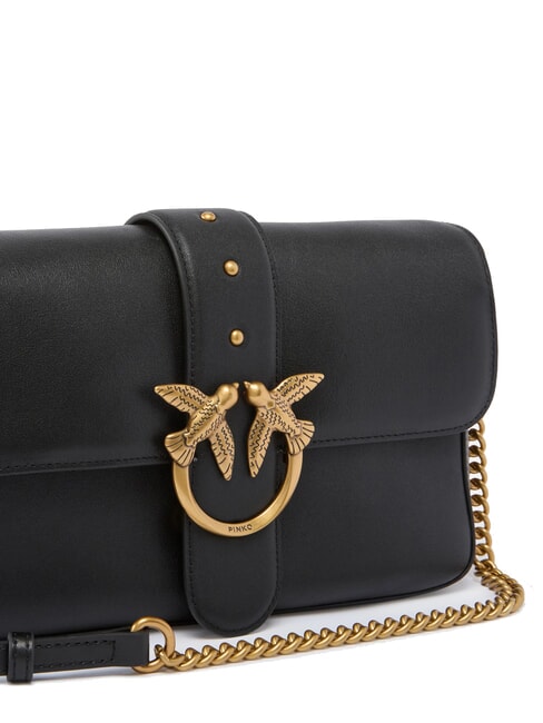 LOVE ONE Bolso de hombro de piel negro-oro antiguo - Bolsos Mujer