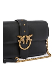 PINKO LOVE ONE Bolso de hombro de piel negro-oro antiguo - Bolsos Mujer - 3