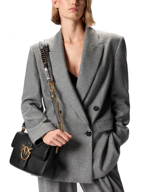 LOVE ONE Bolso de hombro de piel negro-oro antiguo - Bolsos Mujer