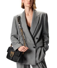 PINKO LOVE ONE Bolso de hombro de piel negro-oro antiguo - Bolsos Mujer - 4