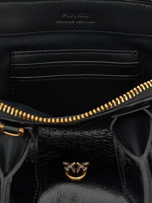 BOWLING Bolso peque&ntilde;o de cuero con forma de c&uacute;pula negro-oro antiguo - Bolsos Mujer