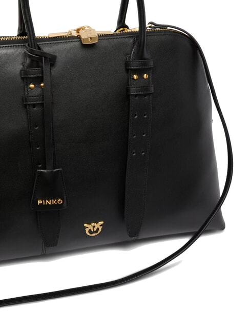 BOWLING Bolso de piel con forma de c&uacute;pula y bandolera Limusina negra - oro mate - Bolsos Mujer