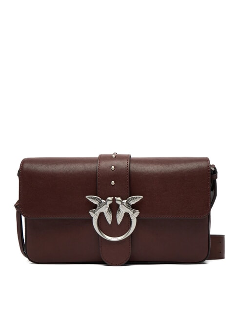 LOVE ONE Bolso de hombro de piel marr&oacute;n casta&ntilde;o plata mate - Bolsos Mujer