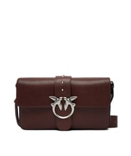 PINKO LOVE ONE Bolso de hombro de piel marr&oacute;n casta&ntilde;o plata mate - Bolsos Mujer - 2
