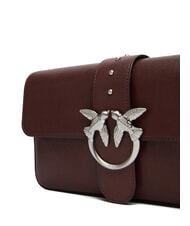 PINKO LOVE ONE Bolso de hombro de piel marr&oacute;n casta&ntilde;o plata mate - Bolsos Mujer - 3