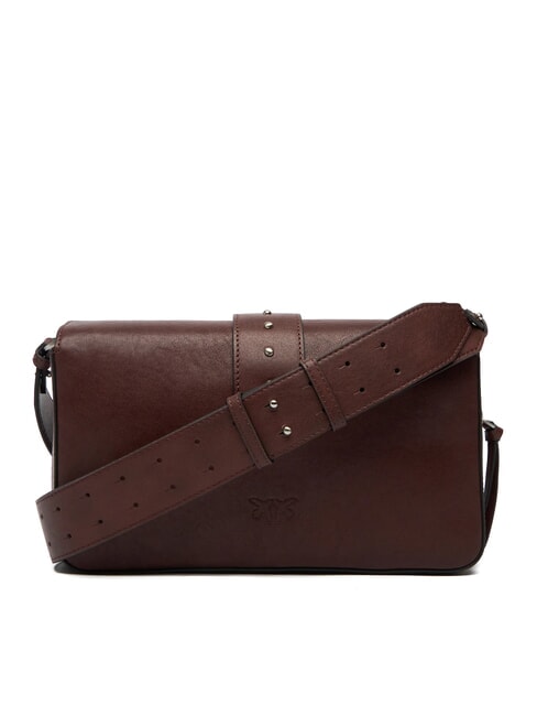 LOVE ONE Bolso de hombro de piel marr&oacute;n casta&ntilde;o plata mate - Bolsos Mujer