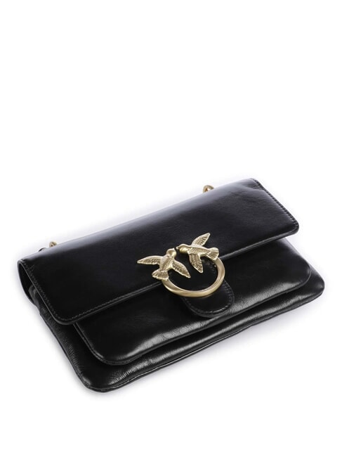 LOVE BAG Bolso de hombro fino de piel Limusina negra - oro mate - Bolsos Mujer