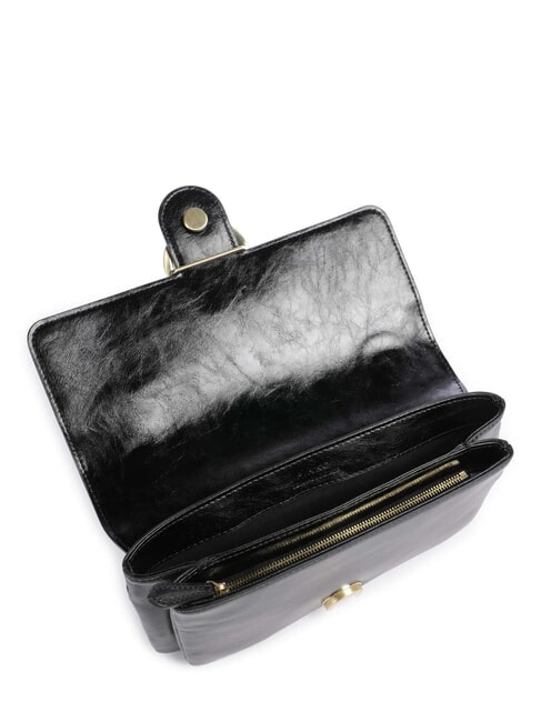 LOVE BAG Bolso de hombro fino de piel Limusina negra - oro mate - Bolsos Mujer