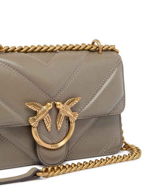 LOVE ONE MINI Bolso de hombro de piel nogal-oro antiguo - Bolsos Mujer