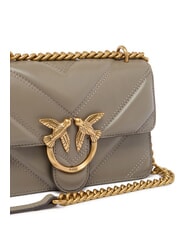 PINKO LOVE ONE MINI Bolso de hombro de piel nogal-oro antiguo - Bolsos Mujer - 3