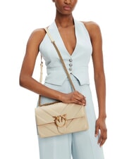 PINKO LOVE ONE CLASSIC Bolso bandolera de piel blanco seda-oro antiguo - Bolsos Mujer - 4