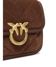 PINKO LOVE BOX Bolso de hombro de piel de ante marr&oacute;n casta&ntilde;o oro mate - Bolsos Mujer - 3