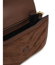 PINKO LOVE BOX Bolso de hombro de piel de ante marr&oacute;n casta&ntilde;o oro mate - Bolsos Mujer - 6