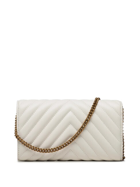 LOVE ONE Clutch de cuero Chevron blanco seda-oro antiguo - Bolsos Mujer