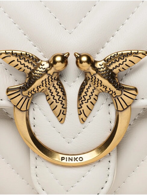 LOVE ONE Clutch de cuero Chevron blanco seda-oro antiguo - Bolsos Mujer