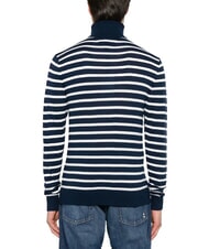 TOMMY HILFIGER TH Su&eacute;ter de cuello alto de mezcla de algod&oacute;n Raya bretona blanca azul marino noche oscura - Su&eacute;teres de los hombres - 2