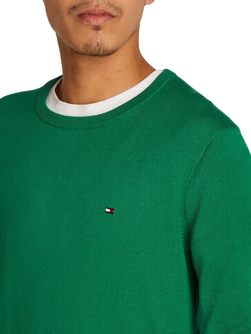 TH Su&eacute;ter de cuello redondo con micrologotipo nuevo verde - Su&eacute;teres de los hombres