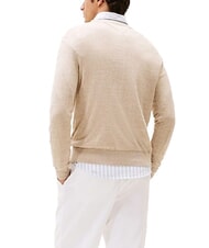 TOMMY HILFIGER TH Su&eacute;ter de cuello redondo en mezcla de lino resplandor / logotipo de arena rosa - Su&eacute;teres de los hombres - 2