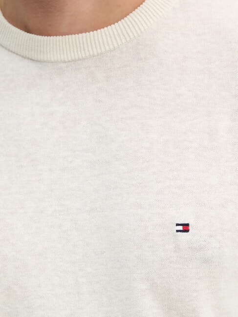 TH Su&eacute;ter de cuello redondo en mezcla de lino p&eacute;talo de marfil - Su&eacute;teres de los hombres