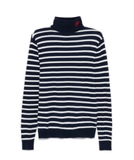 TOMMY HILFIGER TH Su&eacute;ter de cuello alto de mezcla de algod&oacute;n Raya bretona blanca azul marino noche oscura - Su&eacute;teres de los hombres - 4