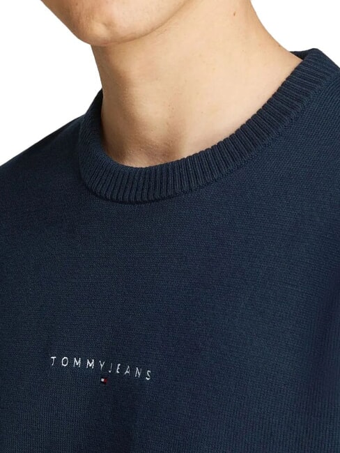 TH JEANS Su&eacute;ter de cuello redondo con logotipo bordado Marina de noche oscura - Su&eacute;teres de los hombres