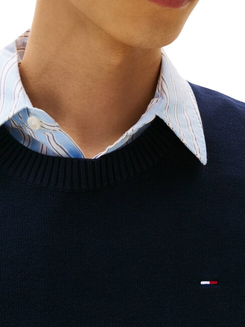 TH JEANS Su&eacute;ter de cuello redondo de algod&oacute;n Marina de noche oscura - Su&eacute;teres de los hombres