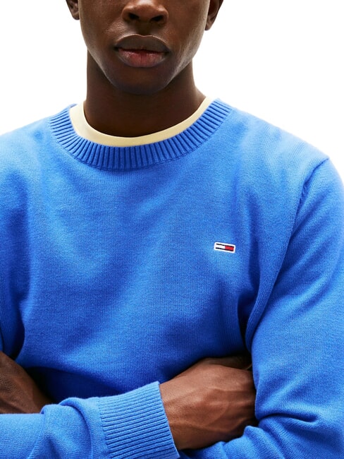 TH JEANS Su&eacute;ter de cuello redondo de algod&oacute;n clima azul - Su&eacute;teres de los hombres