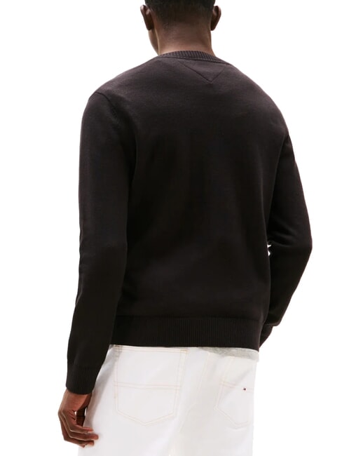 TH JEANS Su&eacute;ter de cuello redondo de algod&oacute;n negro - Su&eacute;teres de los hombres