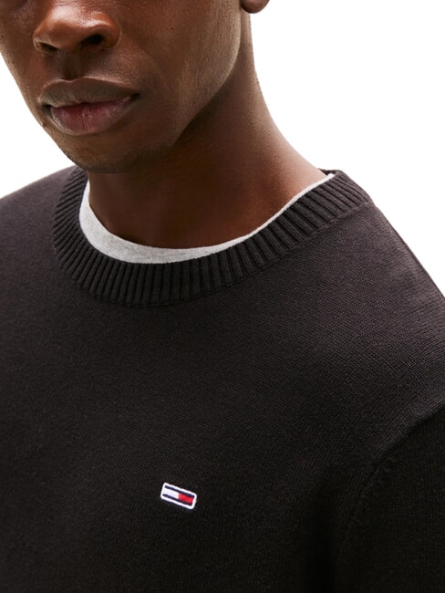 TH JEANS Su&eacute;ter de cuello redondo de algod&oacute;n negro - Su&eacute;teres de los hombres