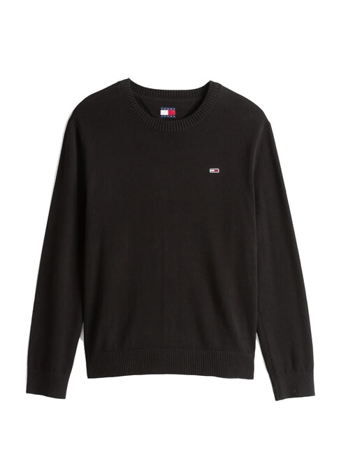 TH JEANS Su&eacute;ter de cuello redondo de algod&oacute;n negro - Su&eacute;teres de los hombres