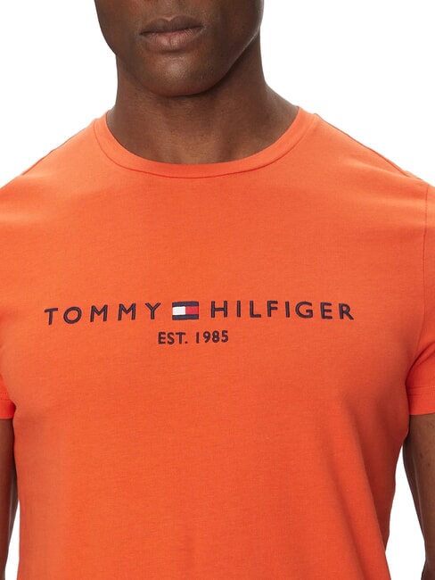 TH Camiseta de manga corta con estampado de logotipo naranja brillante - camiseta