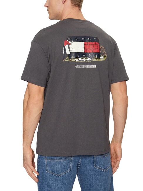 TH JEANS Camiseta de manga corta de corte relajado lavado negro - camiseta