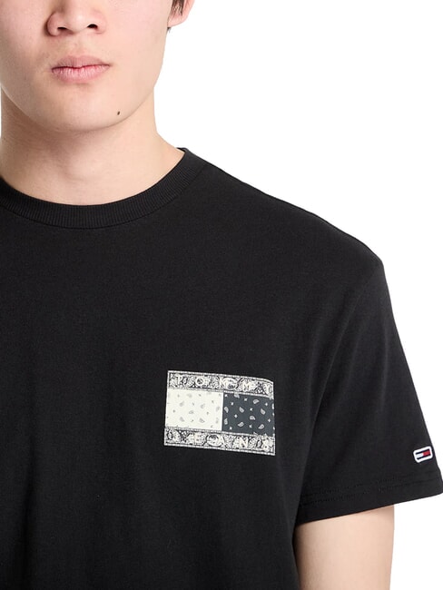 TH JEANS Camiseta con estampado de bandera de Paisley negro - camiseta