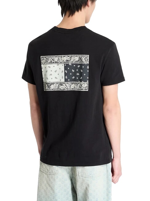 TH JEANS Camiseta con estampado de bandera de Paisley negro - camiseta
