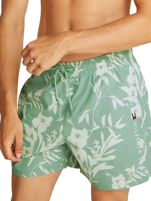 TH Disfraz de boxeador estampado Cuadr&iacute;cula de logotipo difusa verde AOP - Trajes de ba&ntilde;o