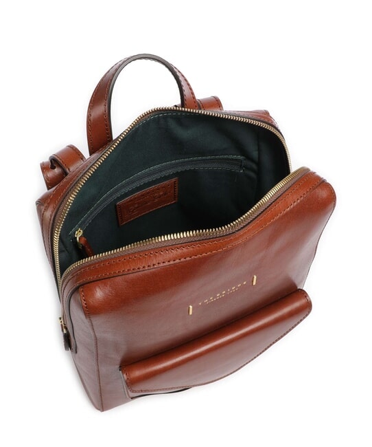 FRIDA Mochila de piel con bolsillo BROWN - Bolsos Mujer