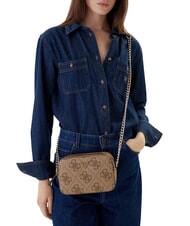 GUESS NOELLE 2 Mini bolso de hombro para c&aacute;mara logotipo de caf&eacute; con leche / marr&oacute;n - Bolsos Mujer - 5