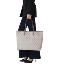 GUESS ECO VICTTORIA Bolso de hombro logotipo de color topo oscuro - Bolsos Mujer - 6