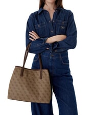 GUESS VICTTORIA 2 Bolso de hombro tipo shopper, con clutch logotipo de caf&eacute; con leche / marr&oacute;n - Bolsos Mujer - 6
